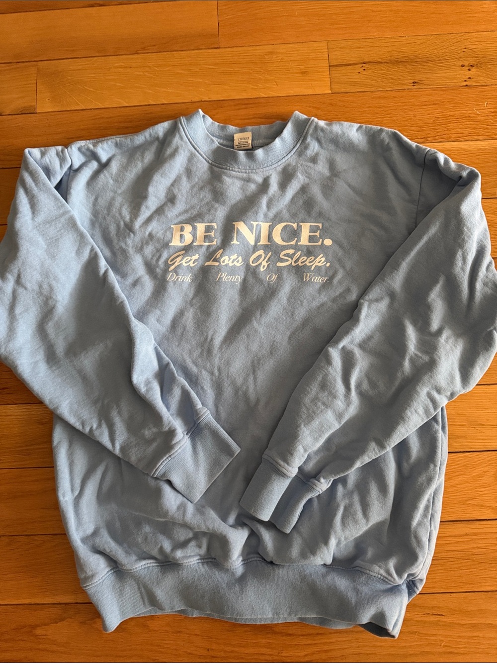 Sporty & Rich Pale Blue "BE NICE." Crewneck Sweatshirt